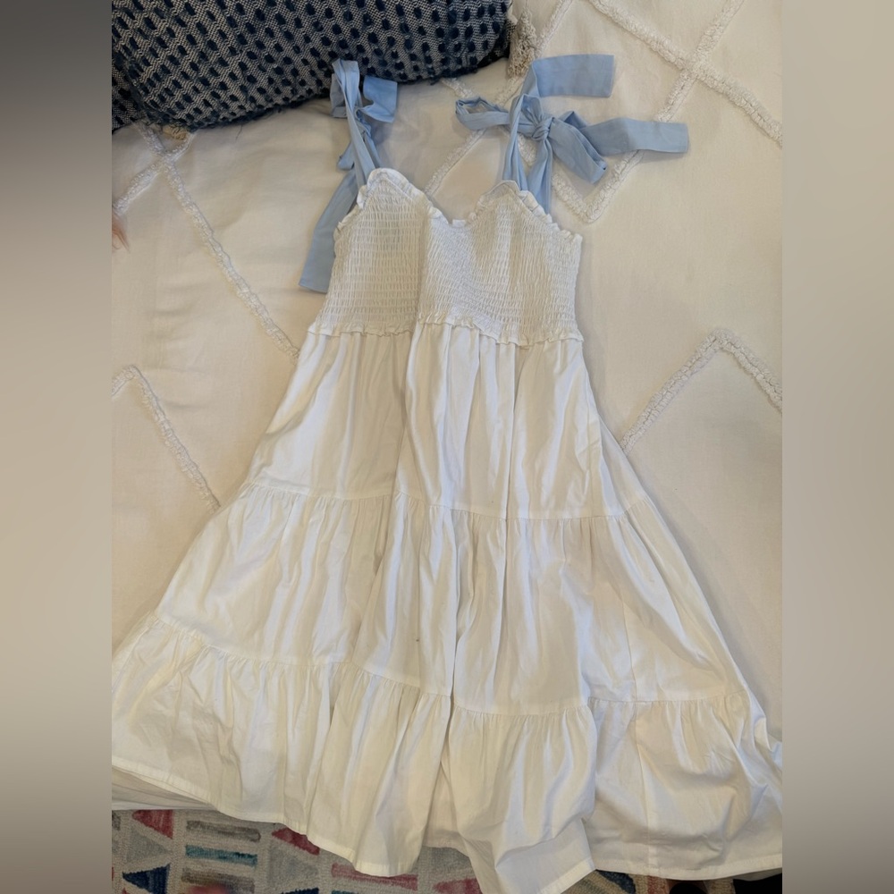 Altar'd State White and Light Blue Mini Dress